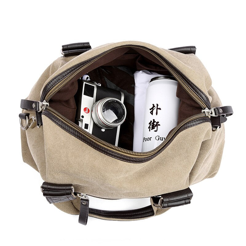 Casual Canvas Leather Travel Bag