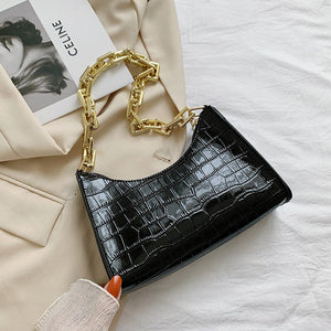 Crocodile Pattern Zipper Handbag