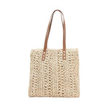 Load image into Gallery viewer, Square Hollow Straw Beach Bag Tote Bag
