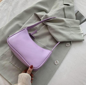 Retro Solid Color PU Leather Shoulder Underarm Bag