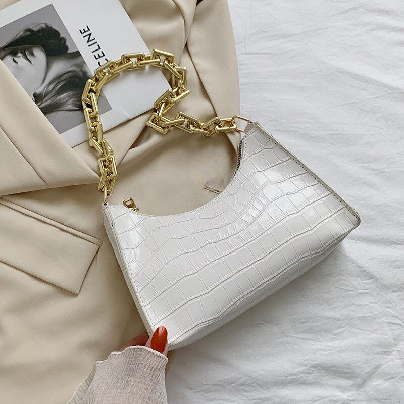 Crocodile Pattern Zipper Handbag