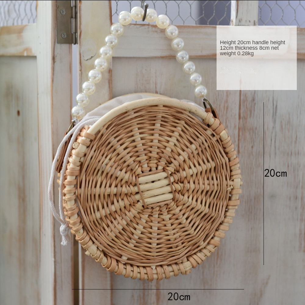 Round Straw Bucket Bag