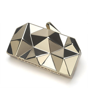 Gold Acrylic Box Geometric Evening Bag