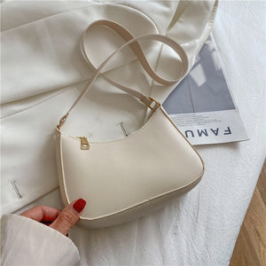 Retro Solid Color PU Leather Shoulder Underarm Bag