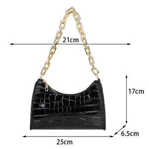 Crocodile Pattern Zipper Handbag
