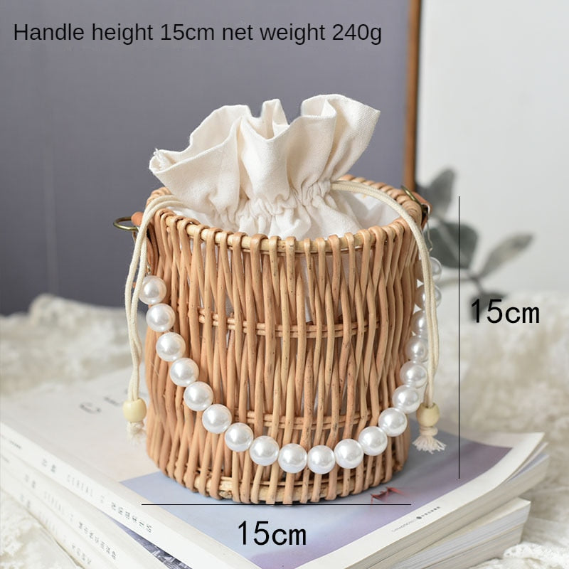 Round Straw Bucket Bag