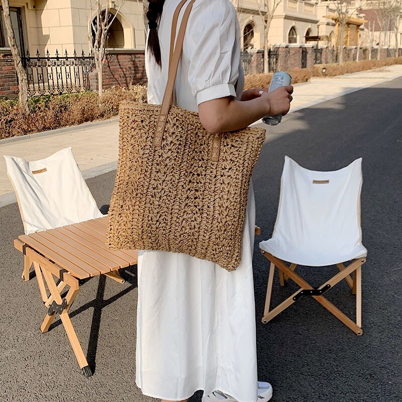 Square Hollow Straw Beach Bag Tote Bag