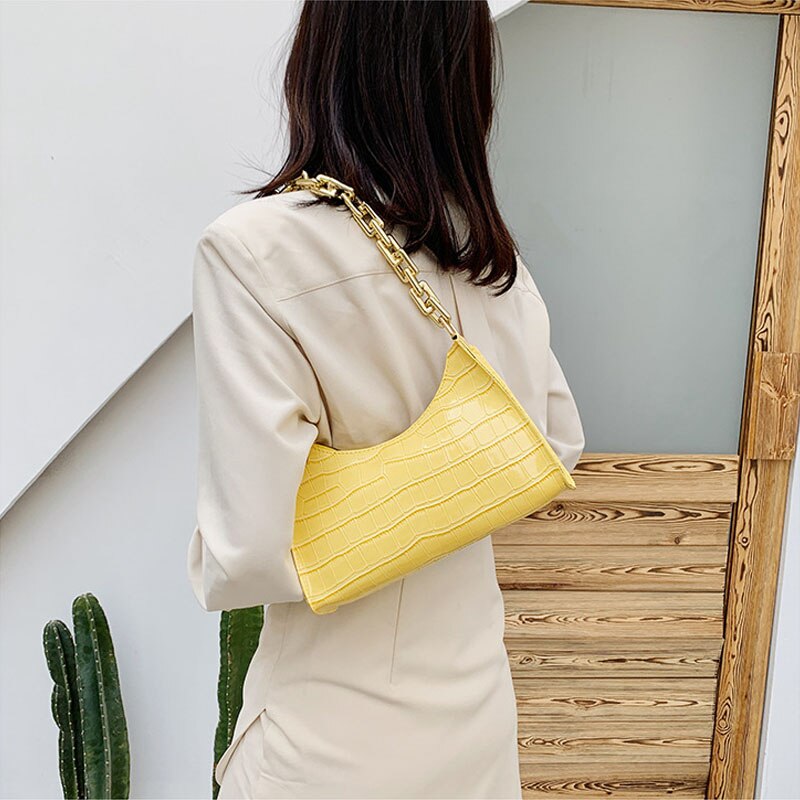 Crocodile Pattern Zipper Handbag